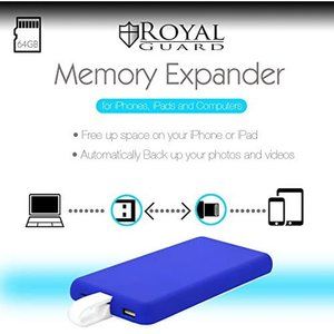 Royal Guard Wi-Fi Memory Expander+Power 64g for Ipad or IPhone  (Blue)